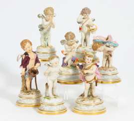 7 cupids on marbled bases 7 cupids on marbled bases
