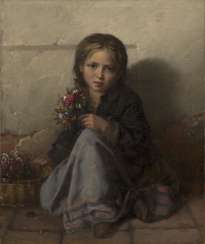 RACHKOV, NIKOLAI (1825-1895) Little Flower Seller , signed and dated 1869. RACHKOV, NIKOLAI (1825-1895) Little Flower Seller , signed and dated 1869.