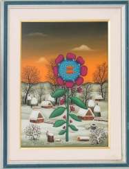 JOSIP GENERALIC, WINTER Wonderland, painted behind glass, Croatia, 1989. JOSIP GENERALIC, WINTER Wonderland, painted behind glass, Croatia, 1989.