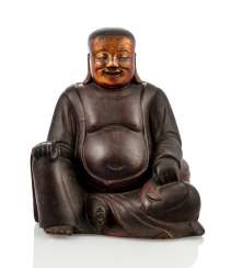 Figure of Budai made of wood with Lacquer overlay and gold plating Figure of Budai made of wood with Lacquer overlay and gold plating