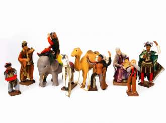 FEHRLE, ANNA and workshop (A. F. Schwäbisch Gmünd 1892-1981 ibid.), Holy three kings and their retinue, FEHRLE, ANNA and workshop (A. F. Schwäbisch Gmünd 1892-1981 ibid.), Holy three kings and their retinue,
