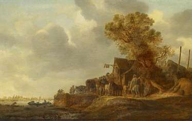 Goyen, Jan van. The tavern with the flagship. Goyen, Jan van. The tavern with the flagship.