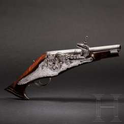 A rare wheel-lock pistol with elaborately cut lock, Northern France, in 1570, A rare wheel-lock pistol with elaborately cut lock, Northern France, in 1570,