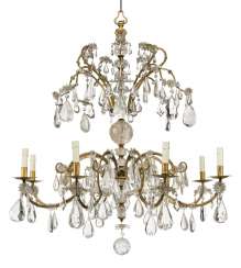 A LARGE ITALIAN ROCK-CRYSTAL AND CUT-GLASS-MOUNTED GILT-METAL EIGHT-LIGHT CHANDELIER A LARGE ITALIAN ROCK-CRYSTAL AND CUT-GLASS-MOUNTED GILT-METAL EIGHT-LIGHT CHANDELIER