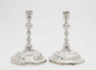 Augsburg, 1753 - 1757, Johann Balthasar Rear Auer . A PAIR OF CANDLESTICKS Augsburg, 1753 - 1757, Johann Balthasar Rear Auer . A PAIR OF CANDLESTICKS