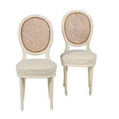 TWO LOUIS XVI CHAIRS, 19. Century TWO LOUIS XVI CHAIRS, 19. Century