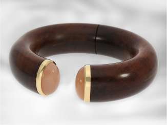 Bracelet: très haute qualité Designer-Bracelet en Schlangenholz avec pierre de Lune et 18K Gold Applications, la Réalisation de la Maison de Brahmfeld & Gutruf Bracelet: très haute qualité Designer-Bracelet en Schlangenholz avec pierre de Lune et 18K Gold Applications, la Réalisation de la Maison de Brahmfeld & Gutruf