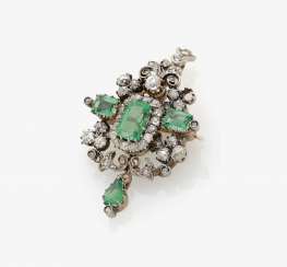 PENDANT WITH EMERALDS AND DIAMONDS . Germany, around 1880 PENDANT WITH EMERALDS AND DIAMONDS . Germany, around 1880