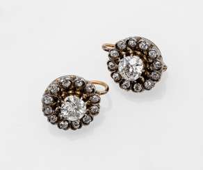 Pair of fine diamond earrings Pair of fine diamond earrings