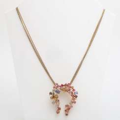 Brooch pendant on chain with precious stones, Brooch pendant on chain with precious stones,