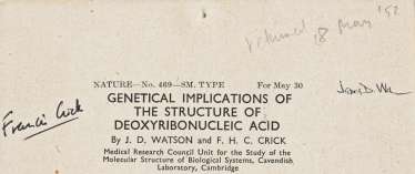 'Genetical implications' of their DNA discovery: a unique galley proof 'Genetical implications' of their DNA discovery: a unique galley proof