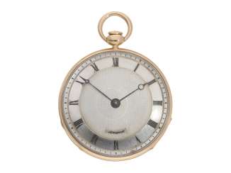 Pocket watch: very fine, almost mint-condition open face with stone cylinder, temperature compensation and repeater, signed Breguet No. 577, Paris around 1830 Pocket watch: very fine, almost mint-condition open face with stone cylinder, temperature compensation and repeater, signed Breguet No. 577, Paris around 1830