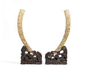 Impressive Pair of carved Elephant tusks Impressive Pair of carved Elephant tusks