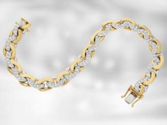 Bracelet: solid and high quality tank bracelet set with fine brilliant-cut diamonds, 1.2 ct, 18K Bicolor Bracelet: solid and high quality tank bracelet set with fine brilliant-cut diamonds, 1.2 ct, 18K Bicolor