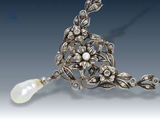 Necklace/Collier: very nice, antique diamond/pearl necklace, circa 1900 Necklace/Collier: very nice, antique diamond/pearl necklace, circa 1900
