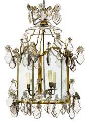 A FRENCH CUT-GLASS AND GILT-BRONZE LANTERN A FRENCH CUT-GLASS AND GILT-BRONZE LANTERN