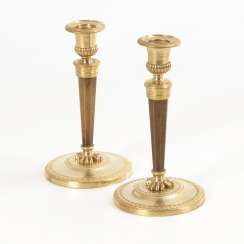 Pair of French Empire bronze candlesticks Pair of French Empire bronze candlesticks