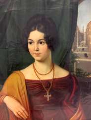 Carl Christian Vogel von Vogelstein: Oil/canvas, Portrait of Mathilde Alt, geb. Müller, 1802-1837, 1830, excellent! Carl Christian Vogel von Vogelstein: Oil/canvas, Portrait of Mathilde Alt, geb. Müller, 1802-1837, 1830, excellent!