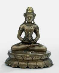 Rare Bronze of Amitayus on a Lotus Rare Bronze of Amitayus on a Lotus