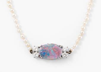 Opal-Brillant-Kulturperlen-Collier Opal-Brillant-Kulturperlen-Collier