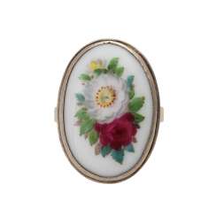 Bague dame plaquées Ringkopf avec décor floral émaillé, Silberfassung! RW.: Bague dame plaquées Ringkopf avec décor floral émaillé, Silberfassung! RW.: