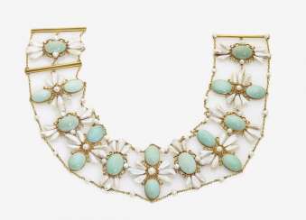 COLLIER DE CHIEN WITH PEARLS AND TURQUOISE COLLIER DE CHIEN WITH PEARLS AND TURQUOISE
