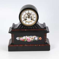 Marble mantel clock with visible Brocot escapement, ALLIEZ ; BERGUER Marble mantel clock with visible Brocot escapement, ALLIEZ ; BERGUER