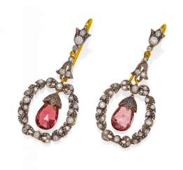 Tourmaline And Diamond Drop Earrings. Tourmaline And Diamond Drop Earrings.