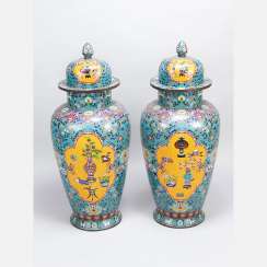 Pair of large imperial Chinese cloisonne vases Pair of large imperial Chinese cloisonne vases
