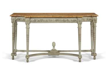A LOUIS XVI BLUE-PAINTED CONSOLE TABLE A LOUIS XVI BLUE-PAINTED CONSOLE TABLE