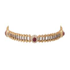 Bracelet with 3 oval ruby cabochons, together, around 1.3 ct Bracelet with 3 oval ruby cabochons, together, around 1.3 ct