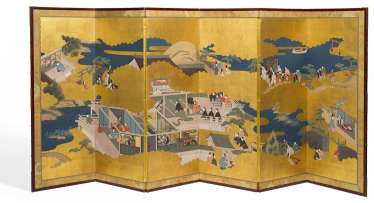 Stellschirm (byôbu) mit Szenen aus dem Genji monogatari Stellschirm (byôbu) mit Szenen aus dem Genji monogatari
