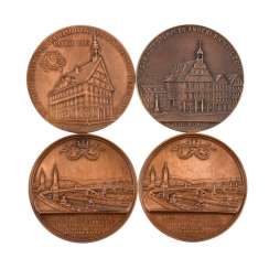 4 einseitige Bronzemedaillen, Württemberg, Anfang 20. Jahrhundert. - 4 einseitige Bronzemedaillen, Württemberg, Anfang 20. Jahrhundert. -