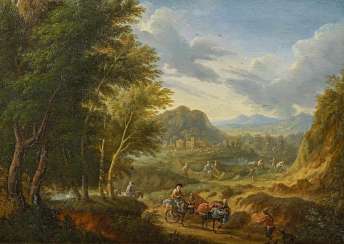 Schoevaerdts, Mathys. Landscape with figure staffage. Schoevaerdts, Mathys. Landscape with figure staffage.