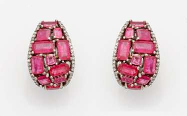 Few Russian ruby clip-on earrings Few Russian ruby clip-on earrings