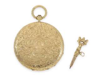 Pocket watch: extremely flat Lepine with a super shallow Lepine-calibre and less housing decoration, Henggeller Roy & Cie, Chaux-de-Fonds, No. 8422, CA. 1850 Pocket watch: extremely flat Lepine with a super shallow Lepine-calibre and less housing decoration, Henggeller Roy & Cie, Chaux-de-Fonds, No. 8422, CA. 1850