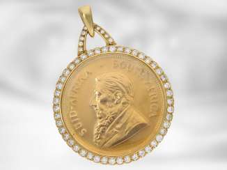 Trailer: Krugerrand 1 ounce gold version, with brilliant trim, 18K and 22K Gold, unique gold work Trailer: Krugerrand 1 ounce gold version, with brilliant trim, 18K and 22K Gold, unique gold work
