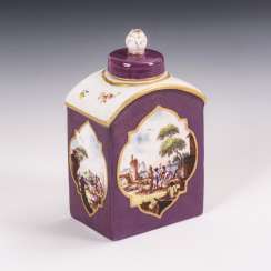 Tea caddy with Kauffahrt painting Tea caddy with Kauffahrt painting