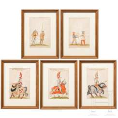 Five graphics from a tournament book, South German, 1. Half of the 16th century. Century Five graphics from a tournament book, South German, 1. Half of the 16th century. Century