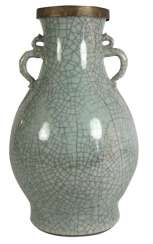 Celadon-colored Vase with 'Ge'-glaze, and two Chilong as the Handle Celadon-colored Vase with 'Ge'-glaze, and two Chilong as the Handle