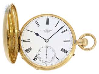 Taschenuhr: sehr feine englische Goldsavonnette, Dent London No.25655, Watchmaker to the Queen, geliefert an A. Boulant, ca.1875 Taschenuhr: sehr feine englische Goldsavonnette, Dent London No.25655, Watchmaker to the Queen, geliefert an A. Boulant, ca.1875