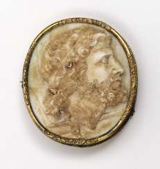 Gem with profile view of Neptune with trident gold mount around 1860 Gem with profile view of Neptune with trident gold mount around 1860