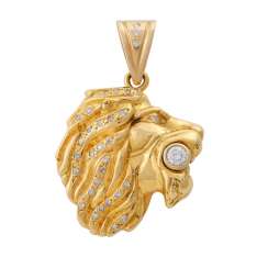 Pendant "lion" with a diamond of 0.3 ct, Pendant "lion" with a diamond of 0.3 ct,