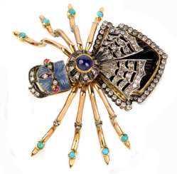 Sapphire-Brilliant-Brooch - Yellow Gold 750 Sapphire-Brilliant-Brooch - Yellow Gold 750