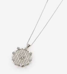 Floral, stylized pendant necklace with diamonds Floral, stylized pendant necklace with diamonds