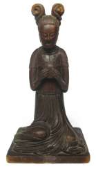 Wood figure of a kneeling lady in the Tang style Wood figure of a kneeling lady in the Tang style