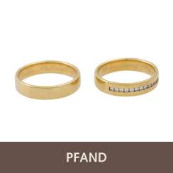 PLEDGE AUCTION - 2 wedding rings, tw. with diamonds, gold PLEDGE AUCTION - 2 wedding rings, tw. with diamonds, gold
