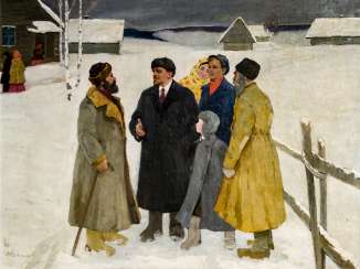 Monumental painting with Lenin in the Winter Monumental painting with Lenin in the Winter