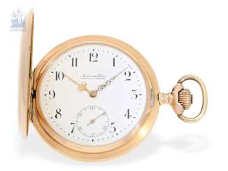 Pocket watch: heavy red-gold Savonnette, Anchor chronometer Audemars Freres for the Russian Empire, around 1900 Pocket watch: heavy red-gold Savonnette, Anchor chronometer Audemars Freres for the Russian Empire, around 1900