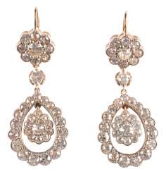 PAIR OF DROP EARRINGS WITH DIAMOND TRIM PAIR OF DROP EARRINGS WITH DIAMOND TRIM